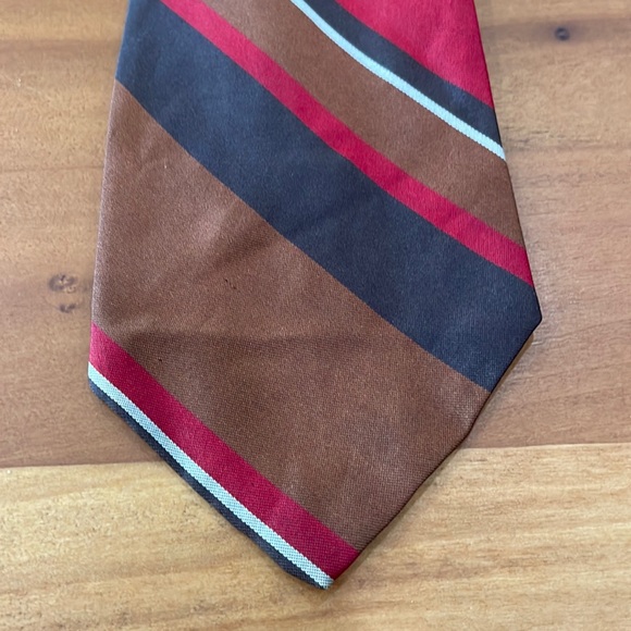 Hastings - Oleg Cassini Brown black and red silk tie - Picture 1 of 6